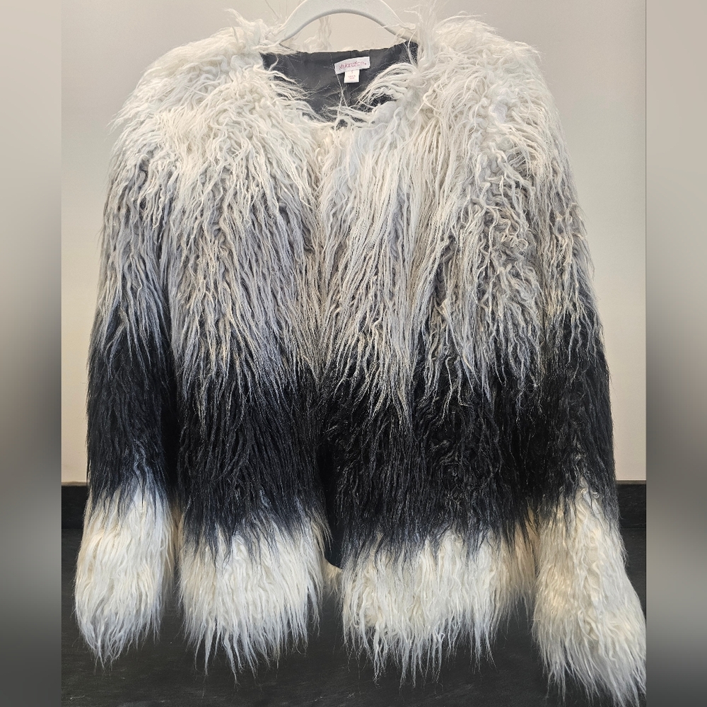 Xhilaration Black and White Faux Fur Coat